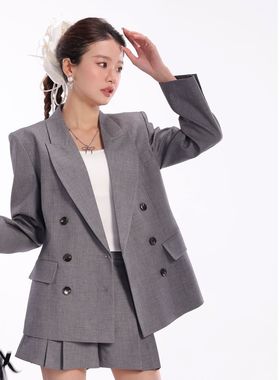 Co&cheng小个子定制春款灰色西装垂顺时尚百搭气质洋气衣服女