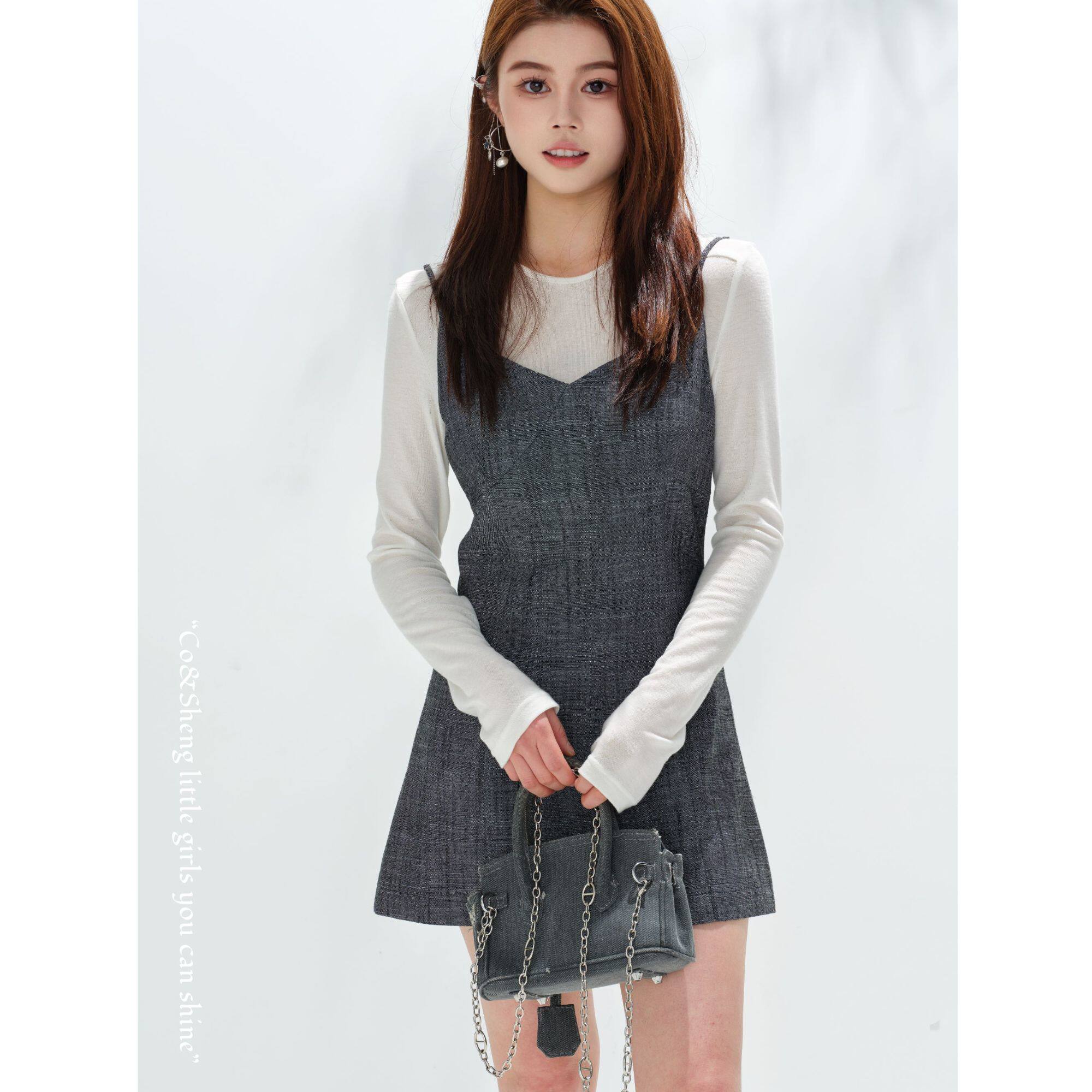 狄安娜/重生小个子定制夏季西装连衣裙灰色气质洋气衣服女显瘦