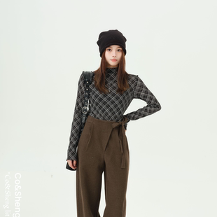 炭灰格纹/重生 女款毛衣长袖打底格纹打底百搭时尚款Co&Sheng
