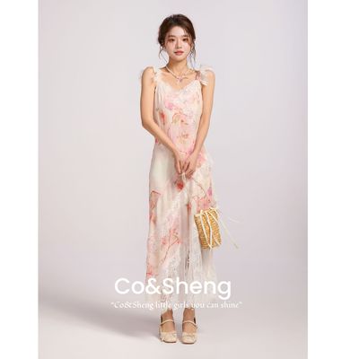 花粉/重生小个子春夏新款吊带碎花连衣裙欧若风洋气衣服女裙子