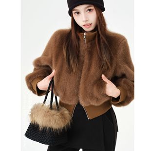 麦田穗语/重生 环保毛外套拼色时尚洋气外套女 Co&Sheng