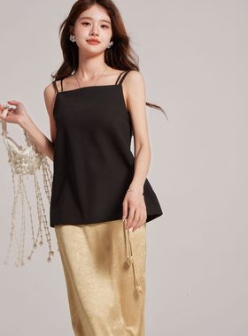 COSHENG150小个子定制夏季新品黑色小吊带上衣辣妹修身显瘦欧若拉