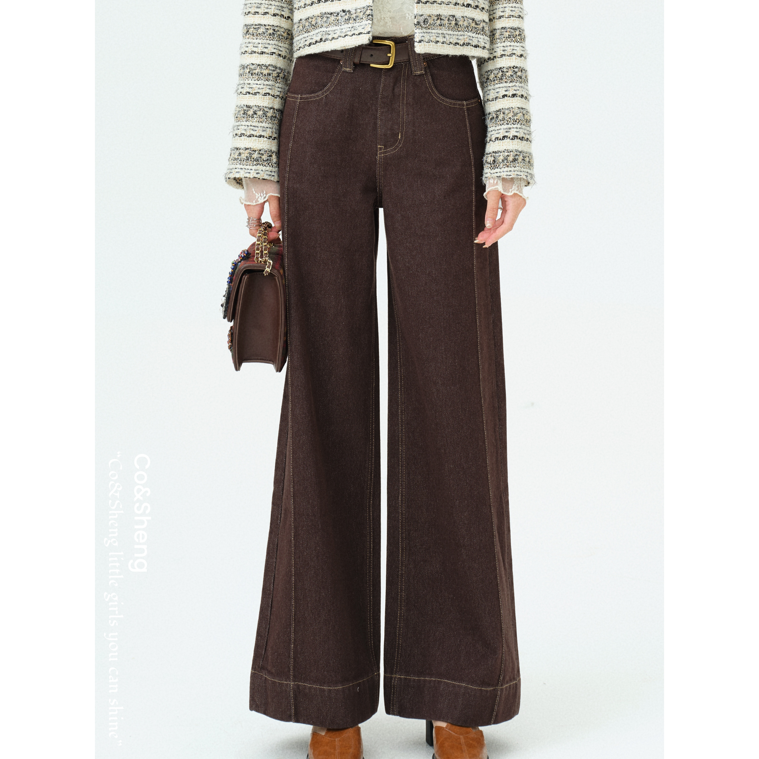 布朗时光/co&sheng小个子复古休闲长裤牛仔裤女款显瘦时尚