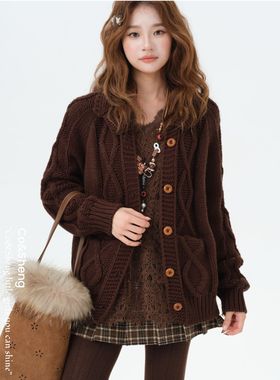 焦糖/Co&Sheng重生小个子女款毛衣外套开衫秋冬款复古百搭