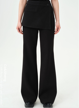 都市夜晚/重生 羊毛休闲裤女装高腰毛呢长裤微喇裤宽松Co&Sheng