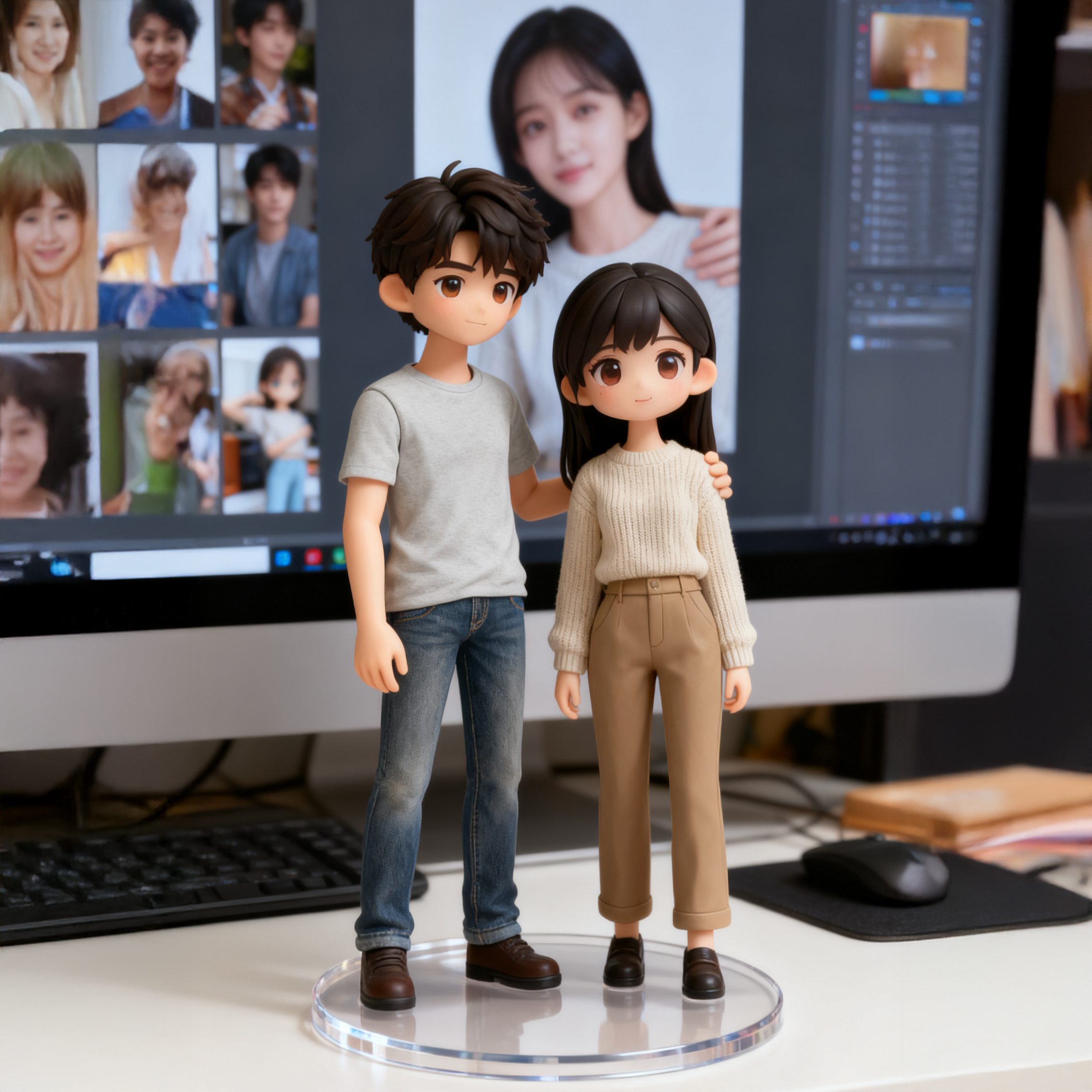 手办定制3D打印Q版情侣结婚周年