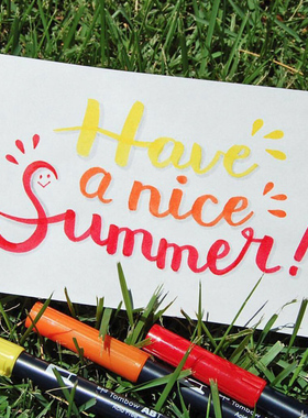 tombow蜻蜓文具软头笔ABT红色系双头水彩毛笔初学者手绘笔儿童学生画画笔可水洗学生brush涂鸦粗细两用勾线