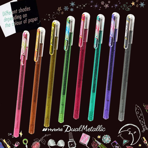 日本pentel派通双色闪光啫喱笔