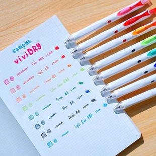 手账用日本KOKUYO国誉viviDRY彩色按动速干中性笔 0.5mm学生中性握胶水笔创意可爱黑蓝色大容量日系