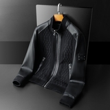 男士绵羊皮拼接夹克外套M-3XL25891P490，男装夹克，钱塘6021