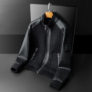 男士绵羊皮拼接夹克外套 M-3XL 25891 P490图片
