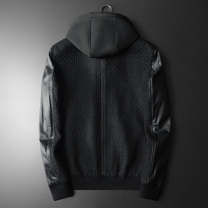 男士绵羊皮拼接夹克外套 00168 M-3XL P650图片
