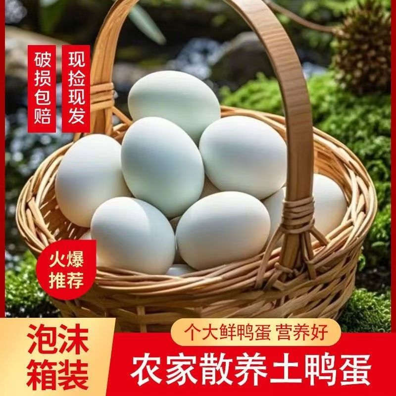 大个新鲜鸭蛋箱批发正宗农家散养绿壳生鸭蛋