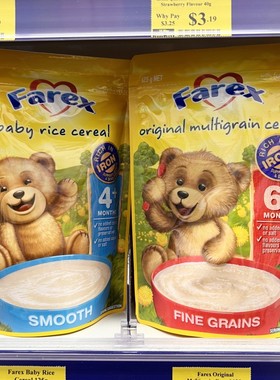 现货澳洲Farex原味婴儿米粉米糊4+6+9+高铁无糖燕麦谷物宝宝辅食