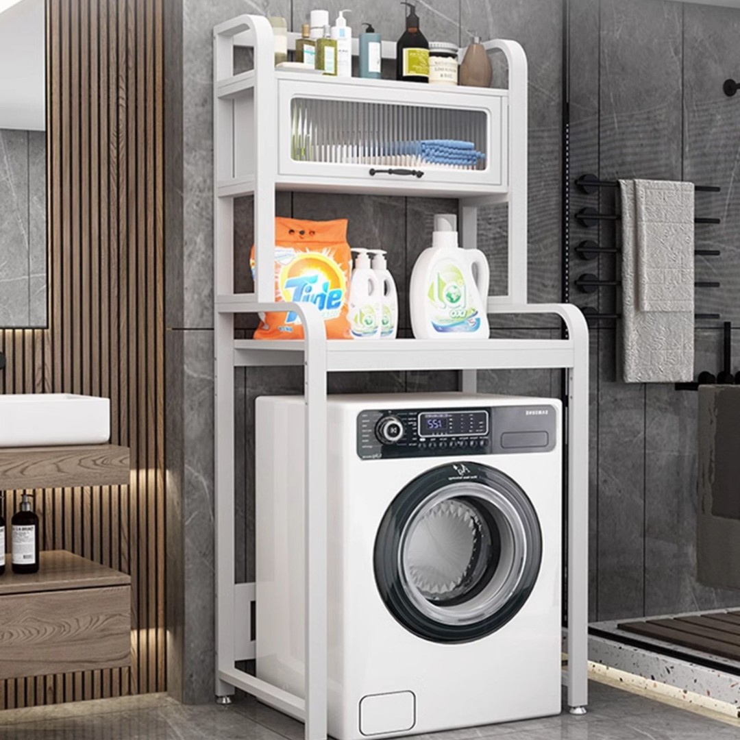 洗衣机上方置物架落地阳台可调节免打孔滚筒波轮洗衣机多层收纳架