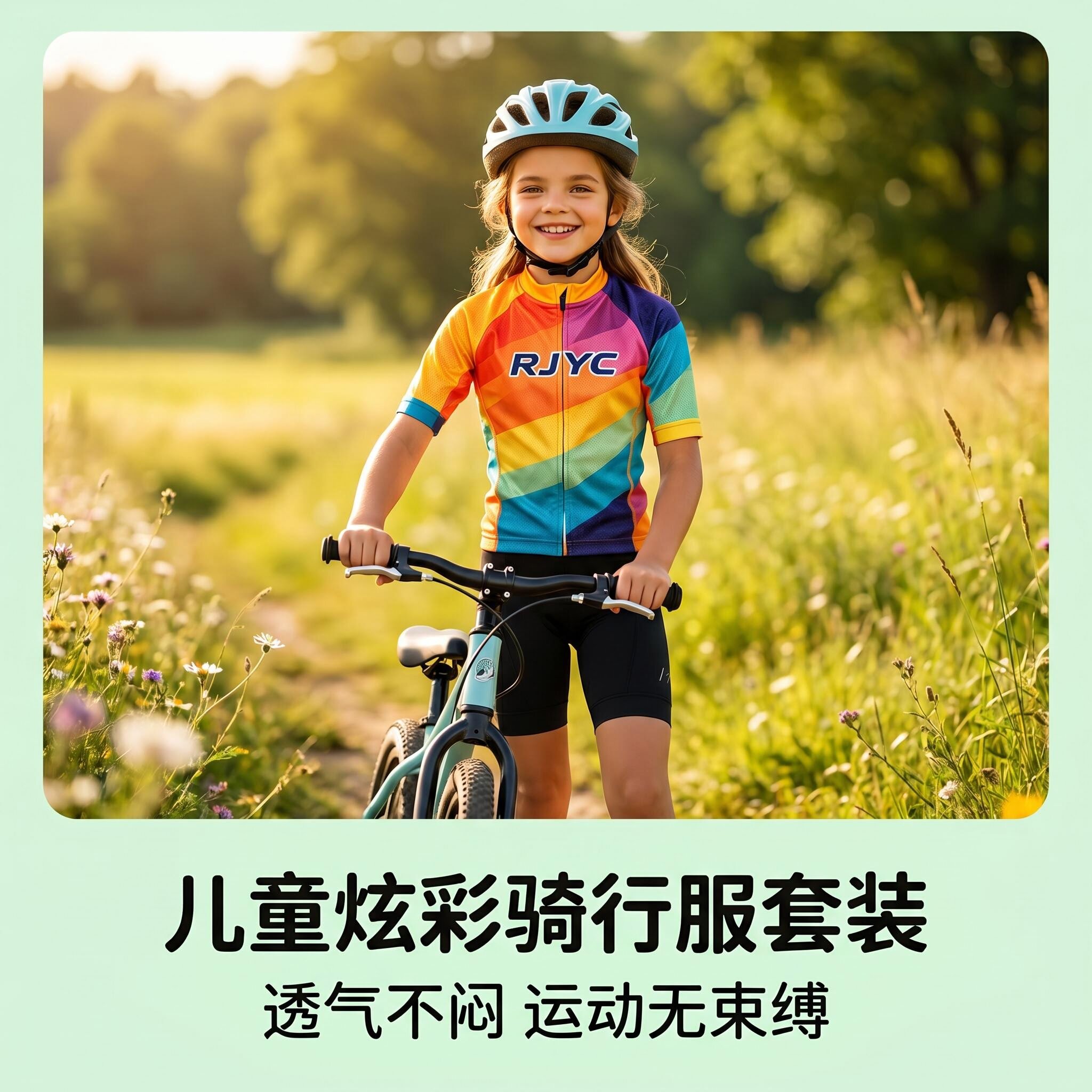 RJYC儿童短袖骑行服套装男女童平衡车自行车速干透气骑行短裤夏季
