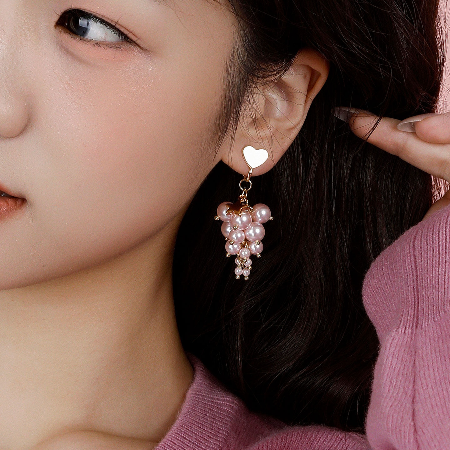 蒜了耳饰星星爱心珍珠葡萄耳环耳钉独特漂亮少女气质耳夹精致高级