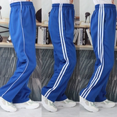 两道白条一条白杠小学生宽松运动裤 加绒宝蓝色初高中校服裤 秋冬季