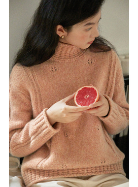 solighter 防静电羊毛高领套头毛衣女秋冬2025新款宽松针织上衣