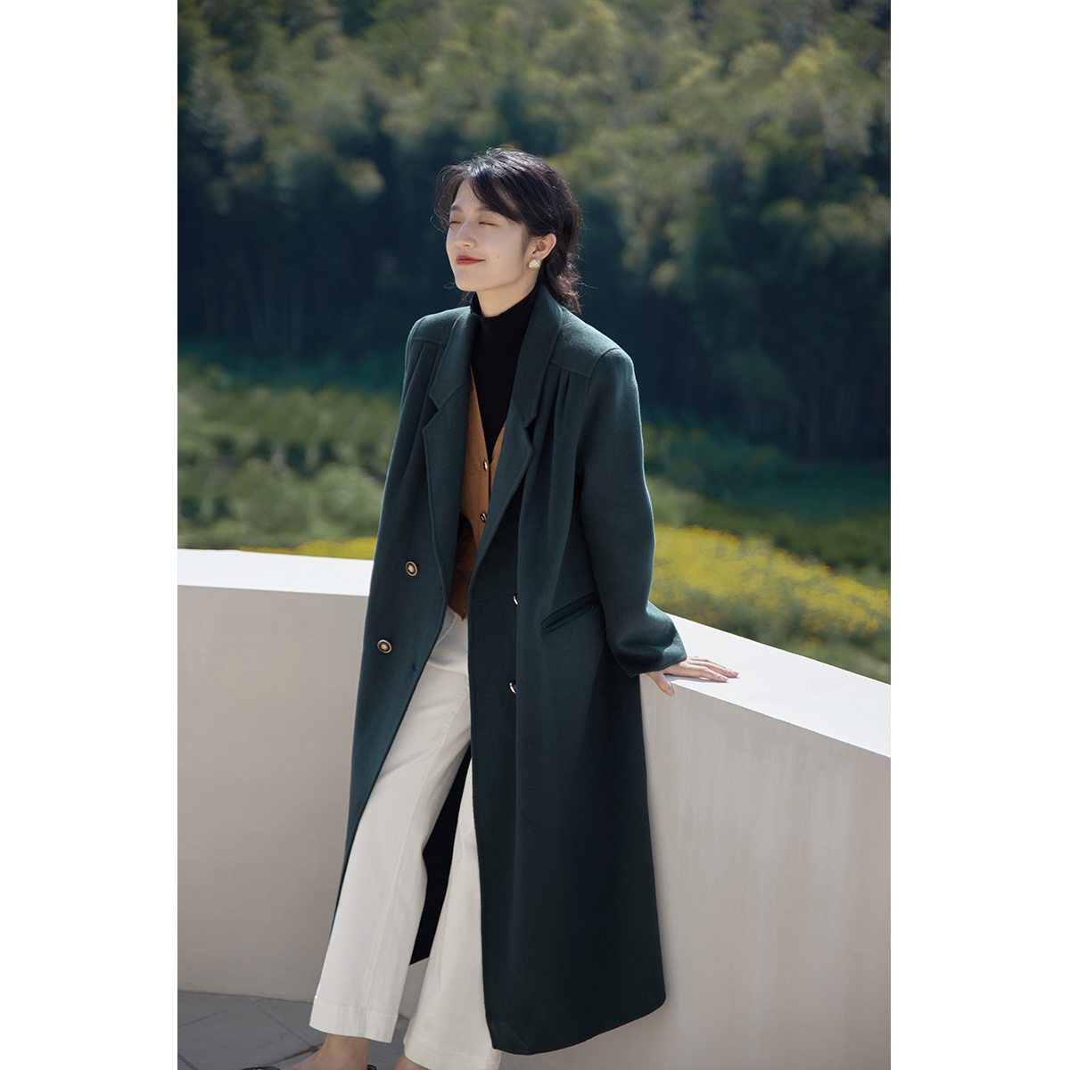 solighter澳毛双面呢大衣长外套