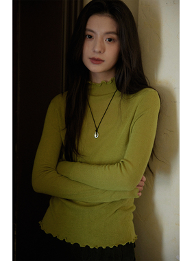 solighter 法式羊毛高领卷边打底衫女秋冬2025新款内搭针织上衣