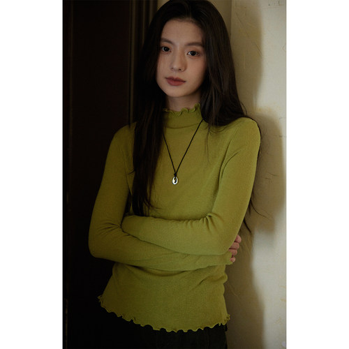 solighter羊毛高领卷边打底衫