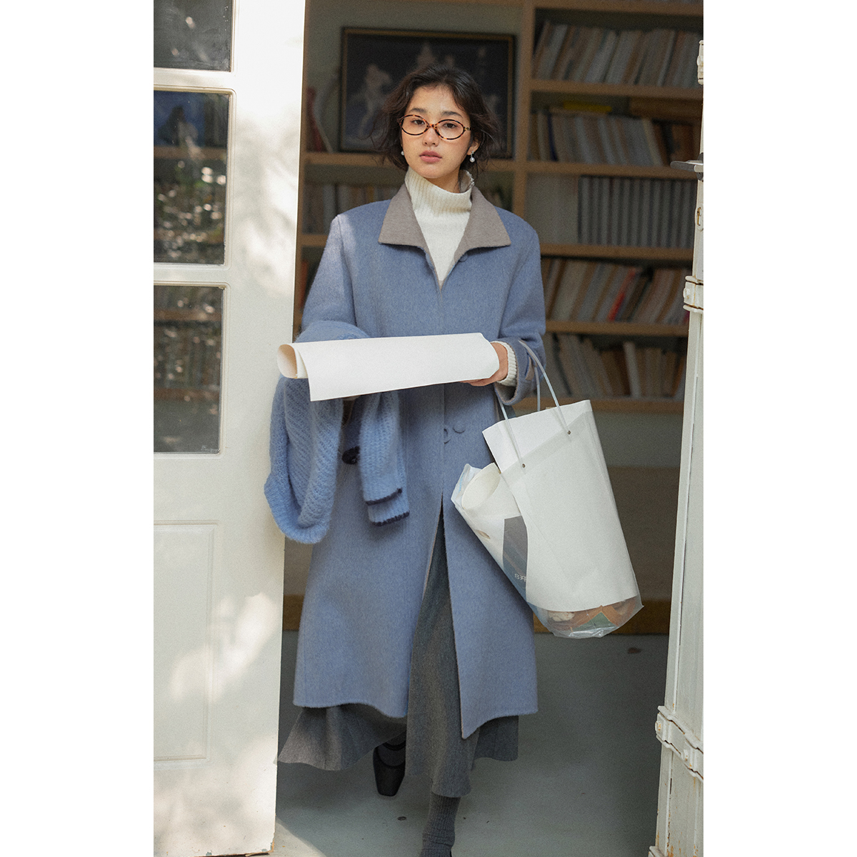 solighter法式全羊毛双面呢大衣