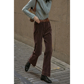 复古灯芯绒长裤 2025秋季 新款 solighter法式 独特高腰微喇设计裤 子