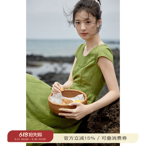 solighter法式提花收腰连衣裙