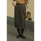 包臀裙 复古高腰修身 solighter精仿羊毛不对称半身裙2025秋季 新款