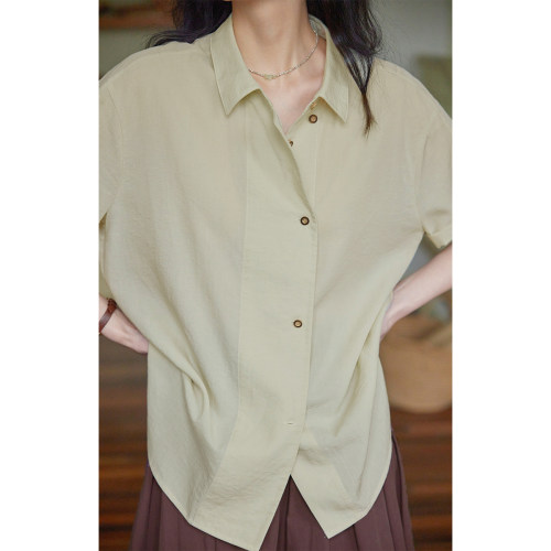 solighter法式莱赛尔短袖衬衫