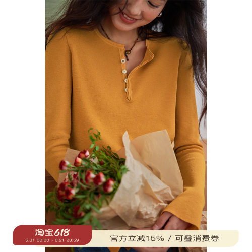 solighter法式亚麻圆领针织衫