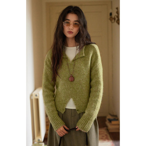 solighter羊驼毛圆领套头毛衣