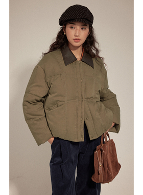 【12/8 零点新品9折】solighter 90白鸭绒拼接皮领短款羽绒服女