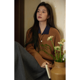 solighter法式复古羊驼毛v领毛衣女秋冬2025新款内搭叠穿针织上衣