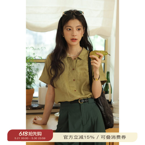 solighter法式亚麻连袖衬衫