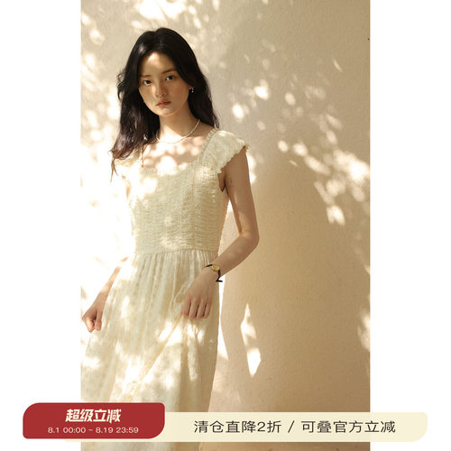 solighter法式立体绣无袖连衣裙