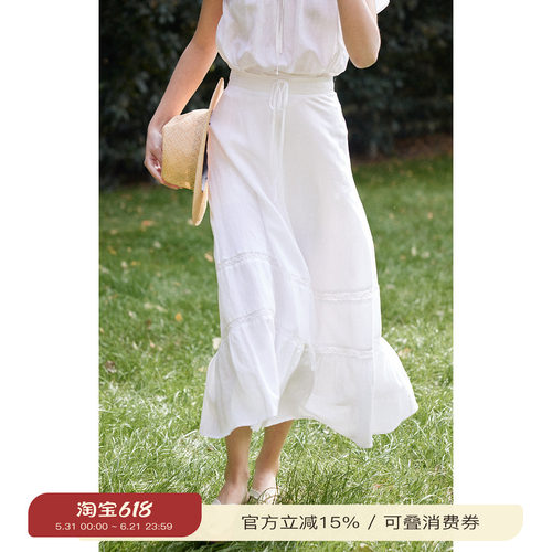 solighter法式苎麻蛋糕裙半身裙