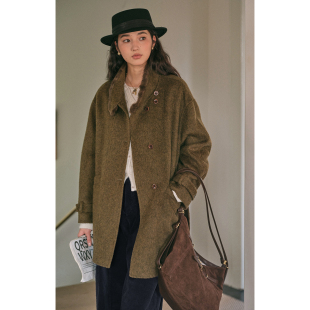 中长款 新款 毛呢外套 全羊毛水貂毛立领双面呢大衣女冬季 solighter