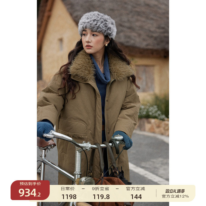 solighter可拆卸毛领派克羽绒服