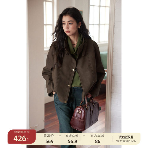 solighter立领pu皮衣夹棉外套
