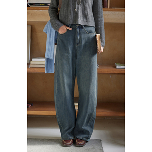 女春季 复古弯刀牛仔裤 2025新款 高腰显瘦香蕉裤 solighter 长裤 法式