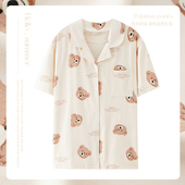 宽松薄款 睡衣女单件上衣夏款 加肥加大码 开衫 家居服女外穿 纯棉短袖