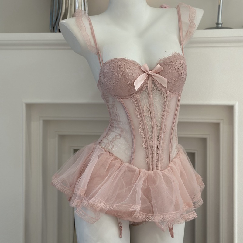 小胸聚拢免脱趣味开档连体衣勾魂