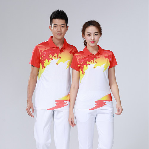 新款羽毛球服乒乓球网球服男女套装速干翻领运动上衣T恤定制印字