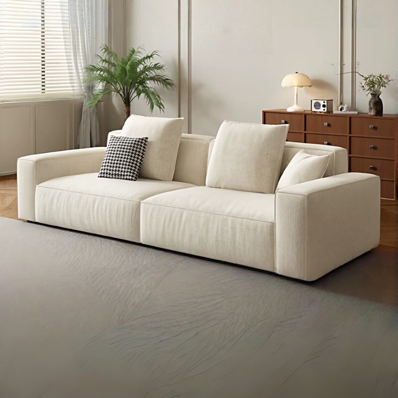法式奶油风雪尼尔布艺沙发客厅小户型现代简约直排模块豆腐块沙发