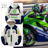 赛车服川崎摩托骑行服冲锋衣服男女防风防水外套秋夹克机车百搭潮