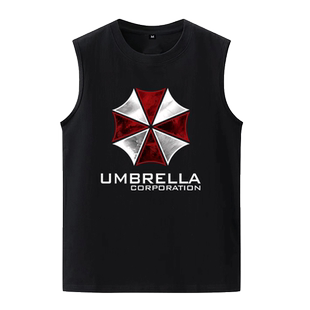 安布雷拉标志电影生化危机无袖背心男保护伞公司衣服男女宽松T恤