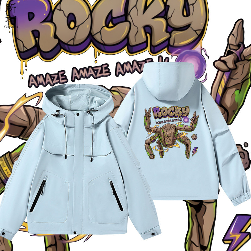 挽救计划Rocky石头人洛基周边连帽夹克男冲锋衣服二次元宽松外套图片