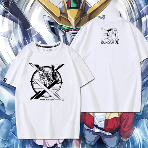 STRICT-G 机动战士高达X分裂者周边短袖T恤衫男纯棉半袖宽松衣服